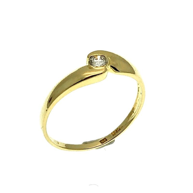 Image 1 of Gold solitaire ring; diamond 0.12 ct.