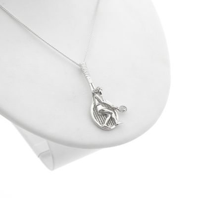 Silver pendant of a tennis racket with a tennis player Image 2 of Silver pendant of a tennis racket with a tennis player