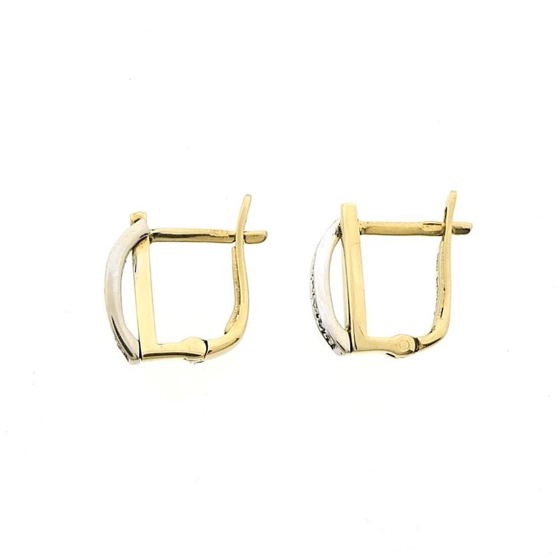 Image 4 of Bicolor gold stud earrings with zirconia
