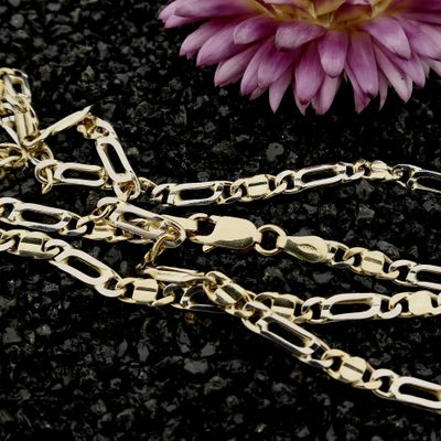 Afbeelding 2 van Bicolor gouden valkenoog schakelketting