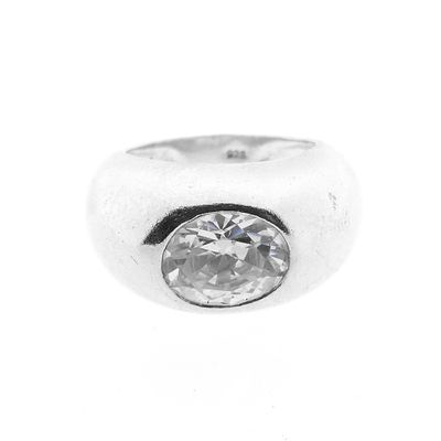 Image 2 of Wide silver ring with zirconia