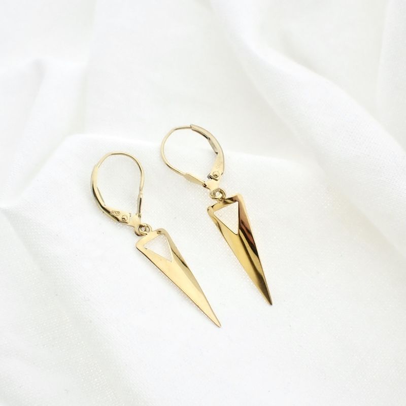 Image 4 of Gold triangle stud earrings