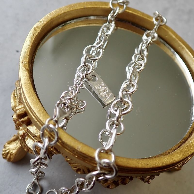 Image 2 of Silver playful anchor link necklace; BIBA | 43-46 cm