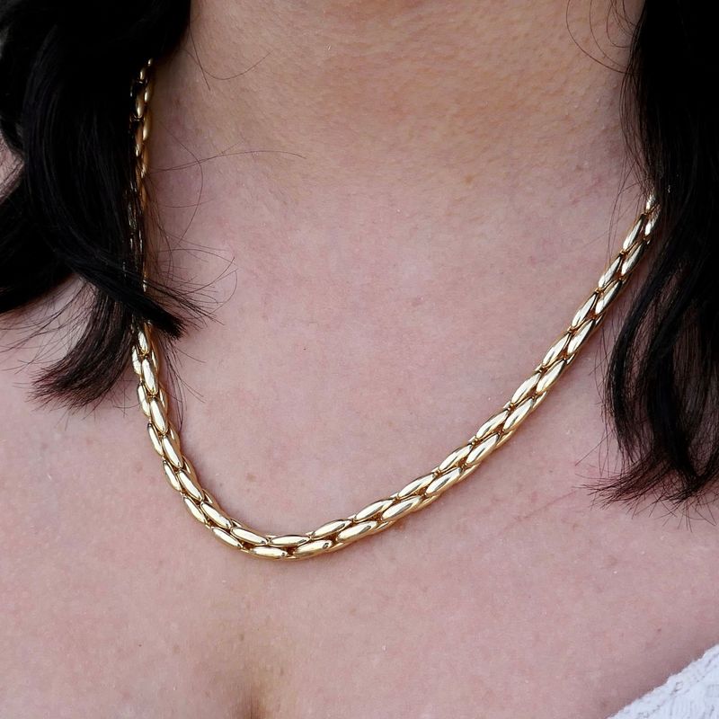 Afbeelding 9 van Gouden cardano schakelketting met saffier