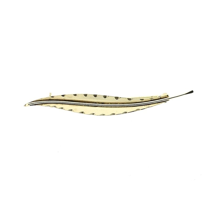 Image 1 of Vintage gold brooch of a feather