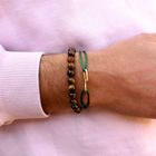 Image 7 of Forever Knots® Handmade Green Satin Bracelet with Gold Link