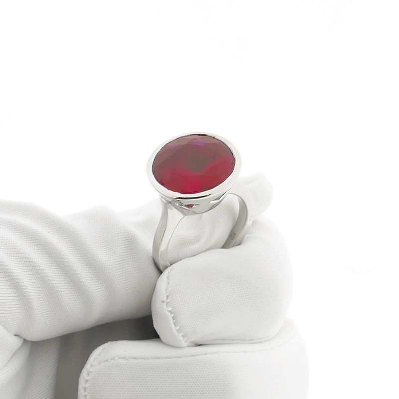 Image 9 of Silver ring with synthetic ruby.