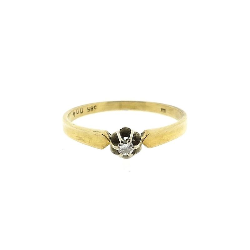 Image 3 of Gold solitaire ring with diamond; 0.03 ct.