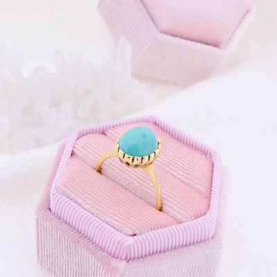 Image 2 of 18 carat gold ring set with turquoise