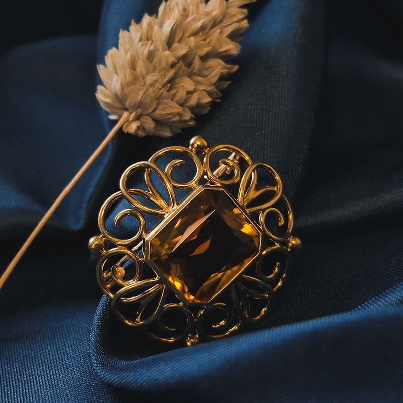 Image 7 of Gold brooch/pendant with citrine