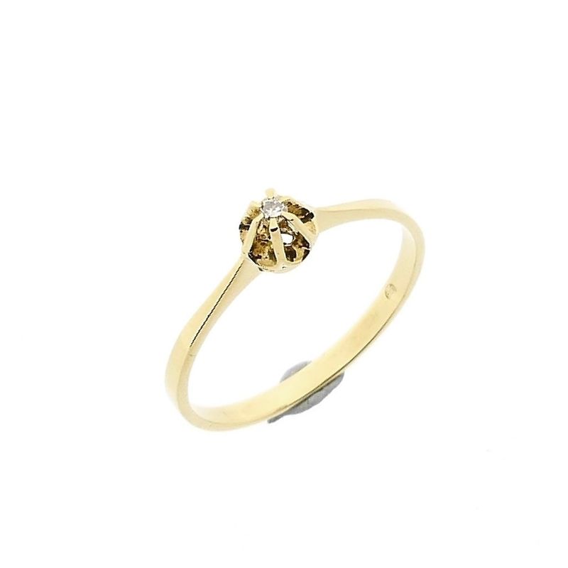 Image 1 of Gold Solitaire Ring with Diamond; 0.01 ct.