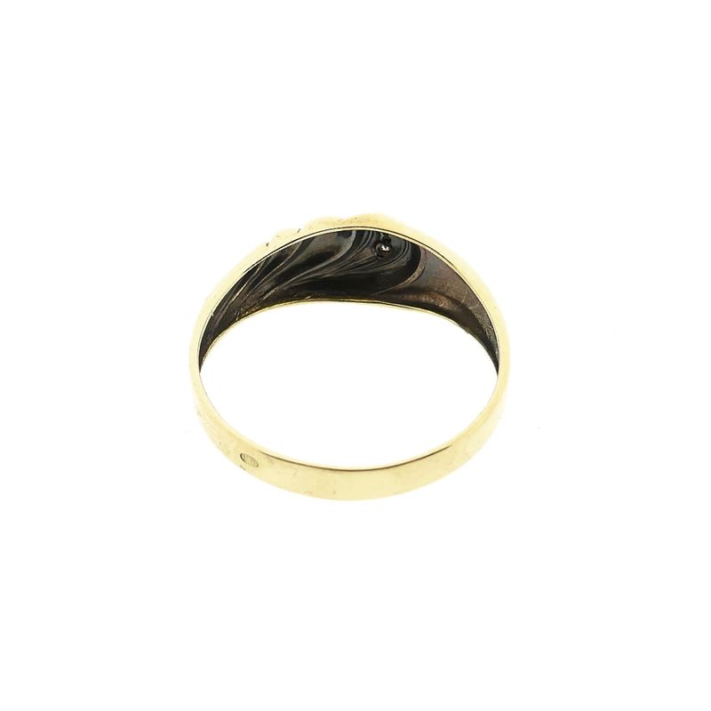 Image 6 of Gold croissant ring with diamond; 0.005 ct.