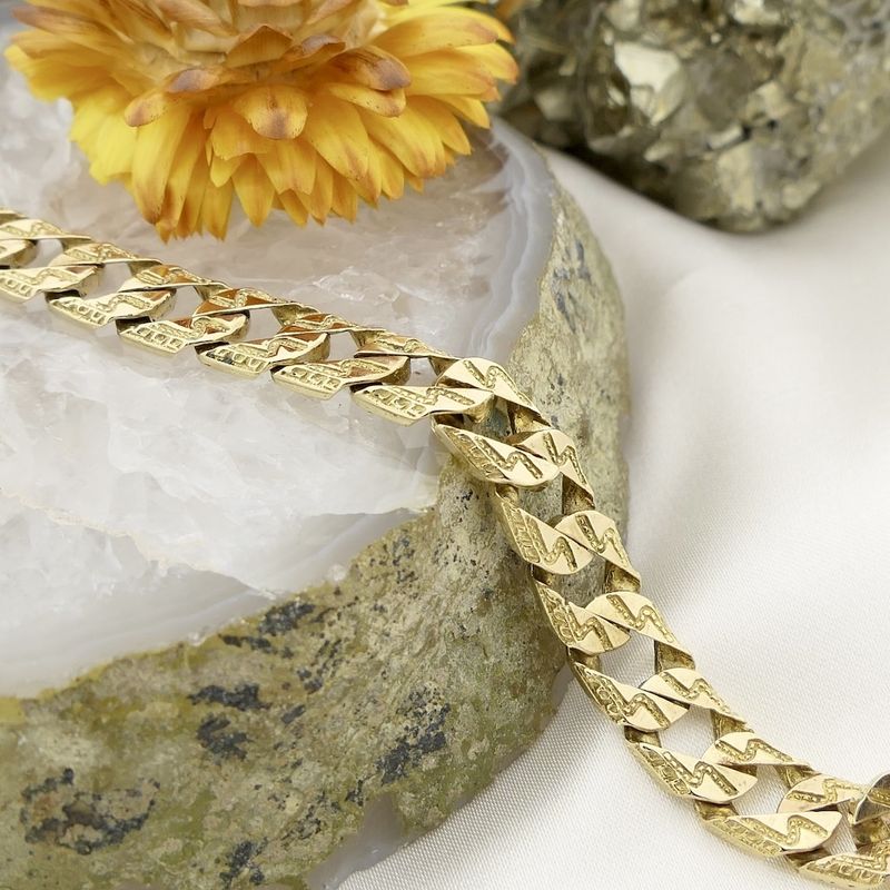 Image 7 of Gold flat gourmet link bracelet; Altinbas | 21.5 cm