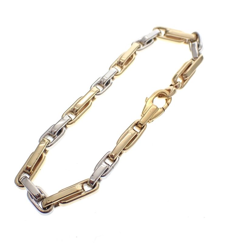 Image 7 of Two-tone solid gold link bracelet | 19 cm