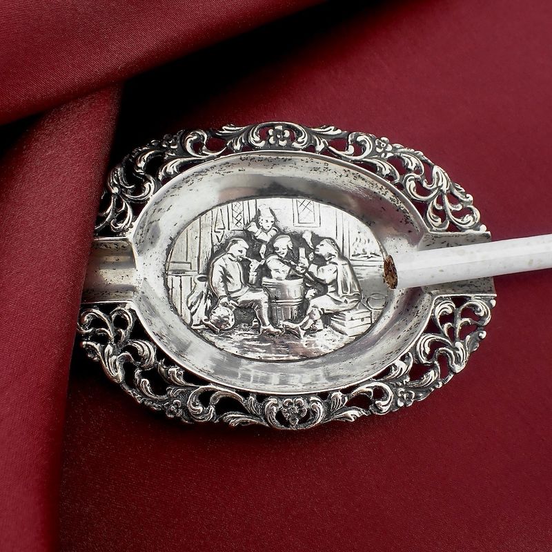 Image 2 of Silver ashtray with festive scene
