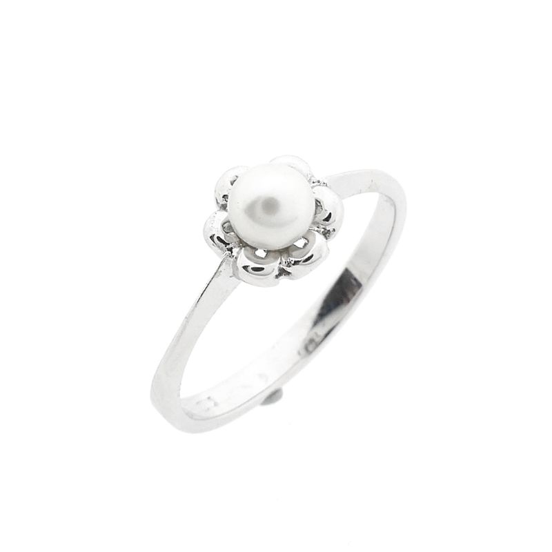 Image 1 of White Gold Ring with Cultured Pearl