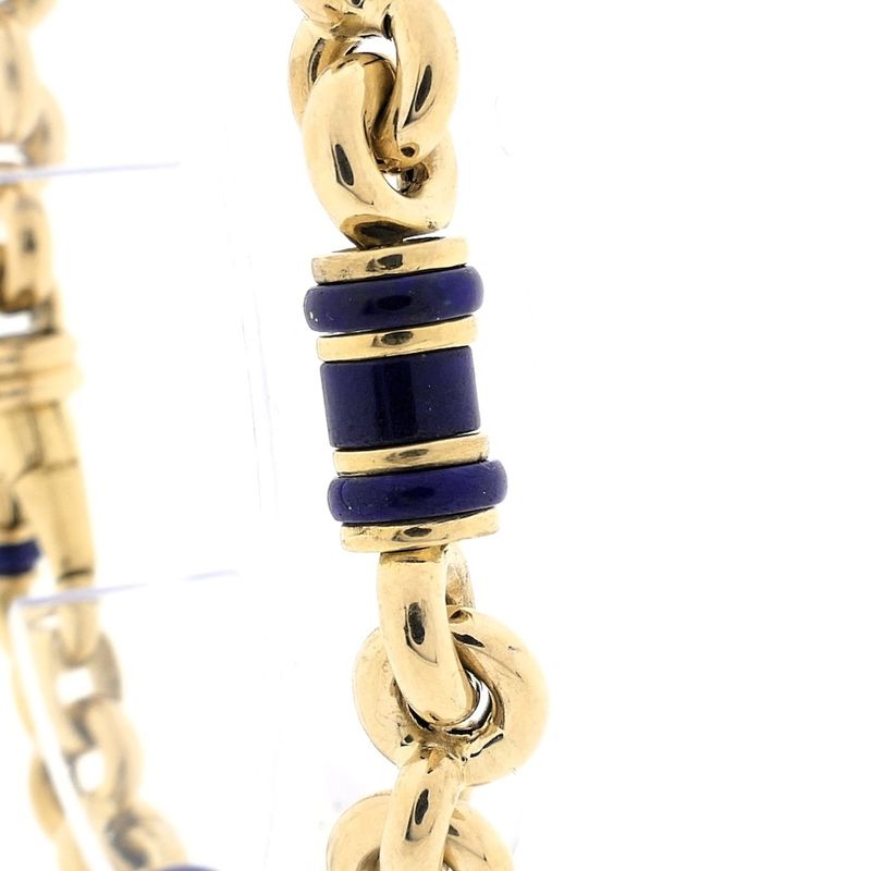 Image 3 of Vintage gold jasseron link bracelet with lapis lazuli