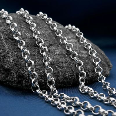 Image 2 of Silver jasseron link chain | 82 cm