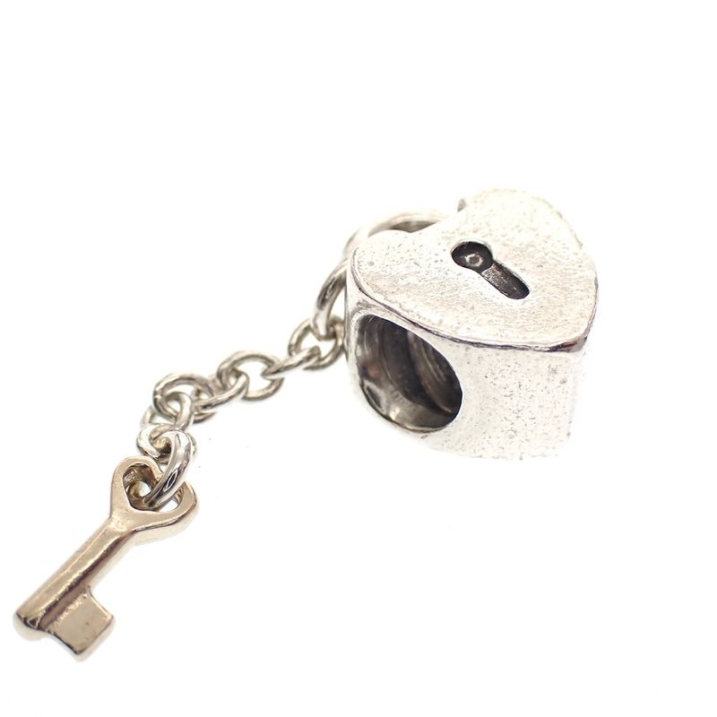 Image 3 of Pandora charm; Silver with gold; Heart with gold key