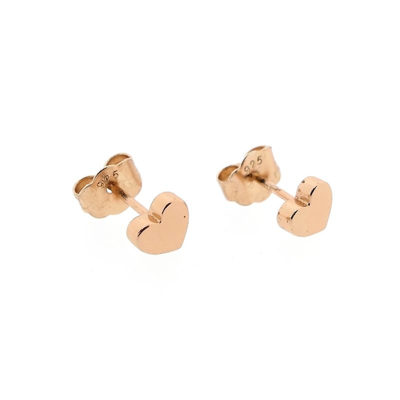 Image 3 of Rose gold plated silver stud earrings with hearts
