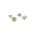 Image 3 of Silver stud earrings with green zirconia