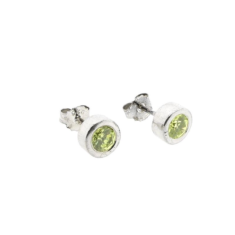 Image 3 of Silver stud earrings with green zirconia