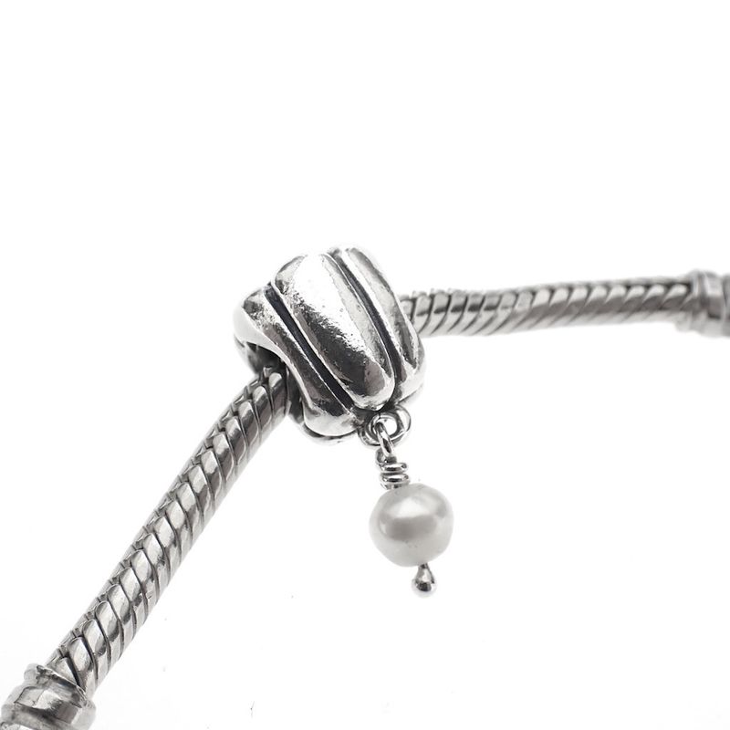 Image 2 of Pandora charm pendant; Silver; White Pearl