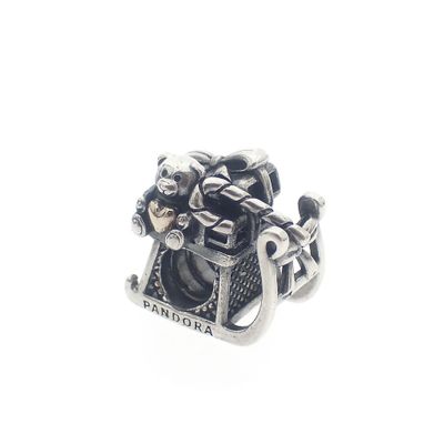 Image 1 of Pandora charm; Silver with gold; Christmas sled