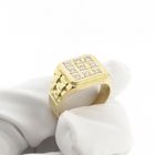 Image 7 of Gold signet ring with diamonds; 0.54 ct.