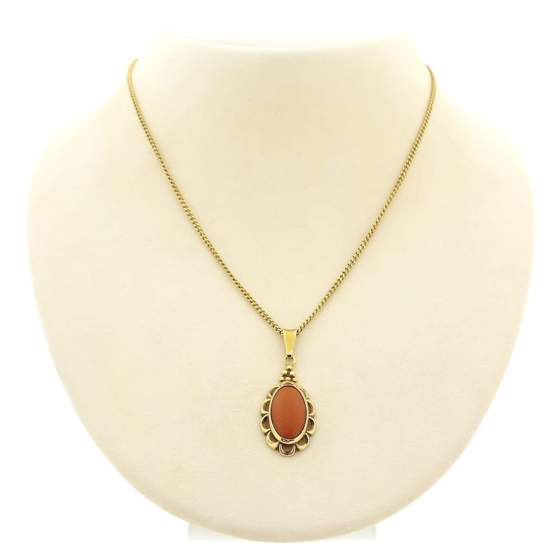 Image 3 of Gold pendant with red coral | Vintage