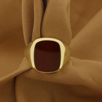 Image 2 of Gold signet ring with carnelian
