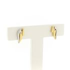 Image 3 of Bicolor gold stud earrings with diamond; 0.01 ct.