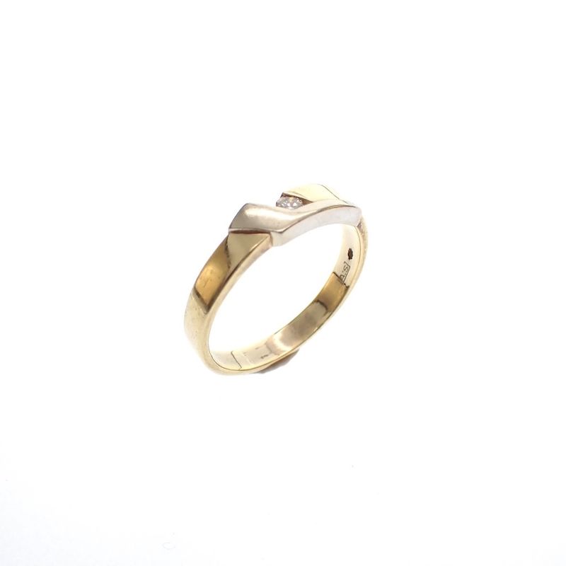Image 1 of Two-tone gold fantasy ring set with 0.06 ct diamond.