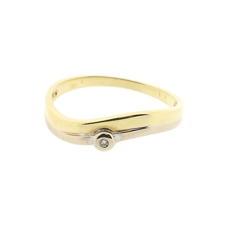 Image 3 of Two-tone gold solitaire ring with diamond | 0.005 ct.