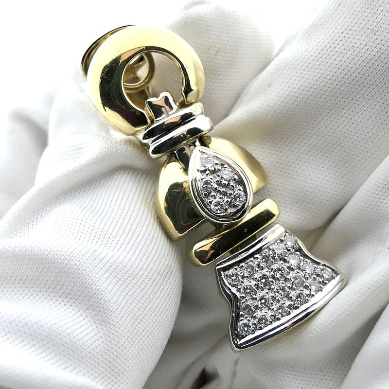 Image 7 of Bicolor gold earrings with diamonds; 0.75 ct.