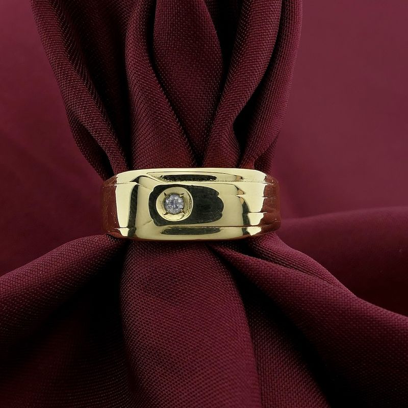 Image 2 of Gold men's signet ring with zirconia