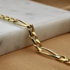 Image 7 of Gold Figaro link men's bracelet