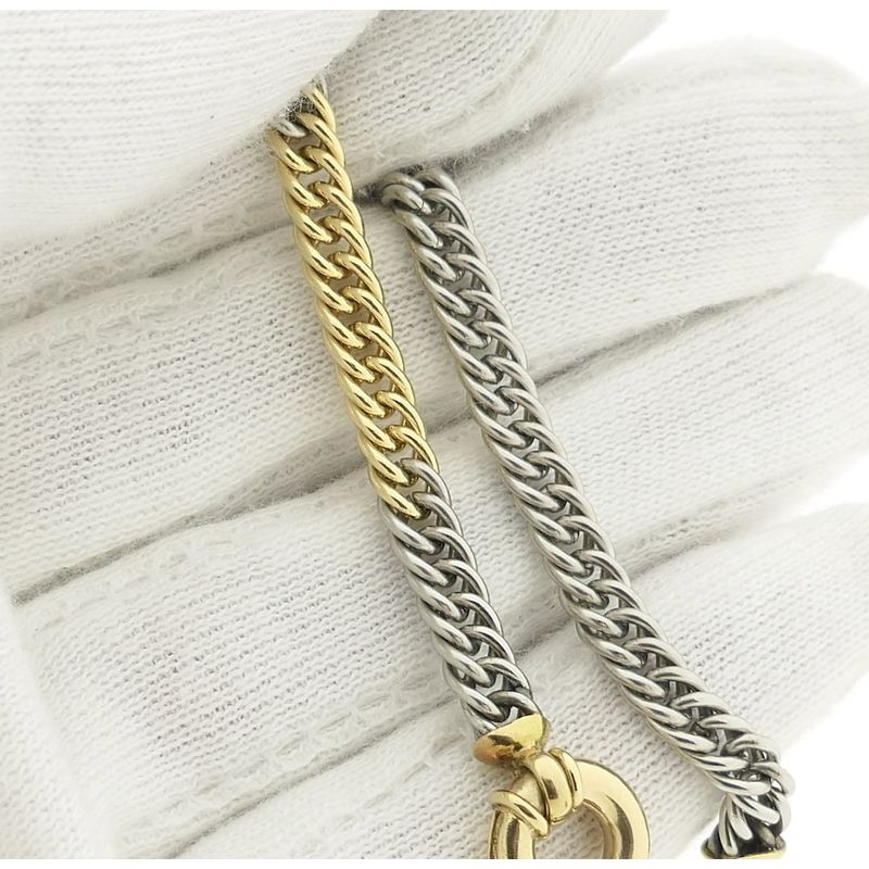 Image 8 of Two-tone gourmet link bracelet | 17 cm