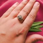 Image 4 of Vintage bicolor ring with zirconia and diamond 0.14 ct.