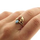 Image 6 of Gold ring with turquoise and red coral | Vintage