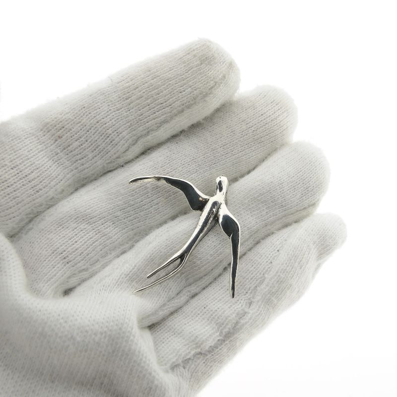 Image 4 of Silver pendant of a swallow