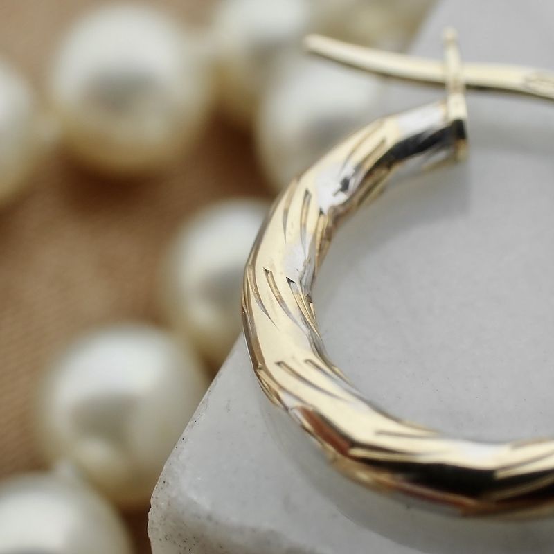 Image 4 of 18K Two-tone gold earrings | Ø 14 mm