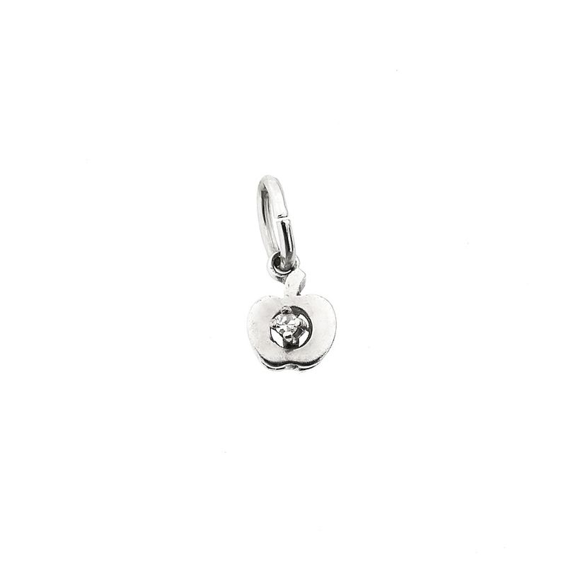 Image 1 of White gold apple pendant with diamond | 0.02 ct.