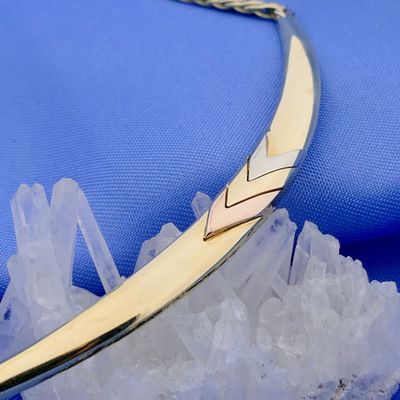 Gold Fantasy Link Necklace with Tricolor Pendant Image 2 of Gold Fantasy Link Necklace with Tricolor Pendant