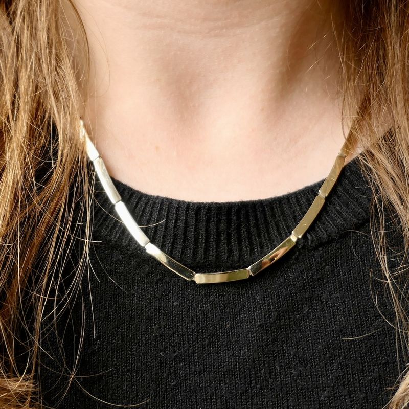Image 7 of Gold bar link necklace; 46.5 cm
