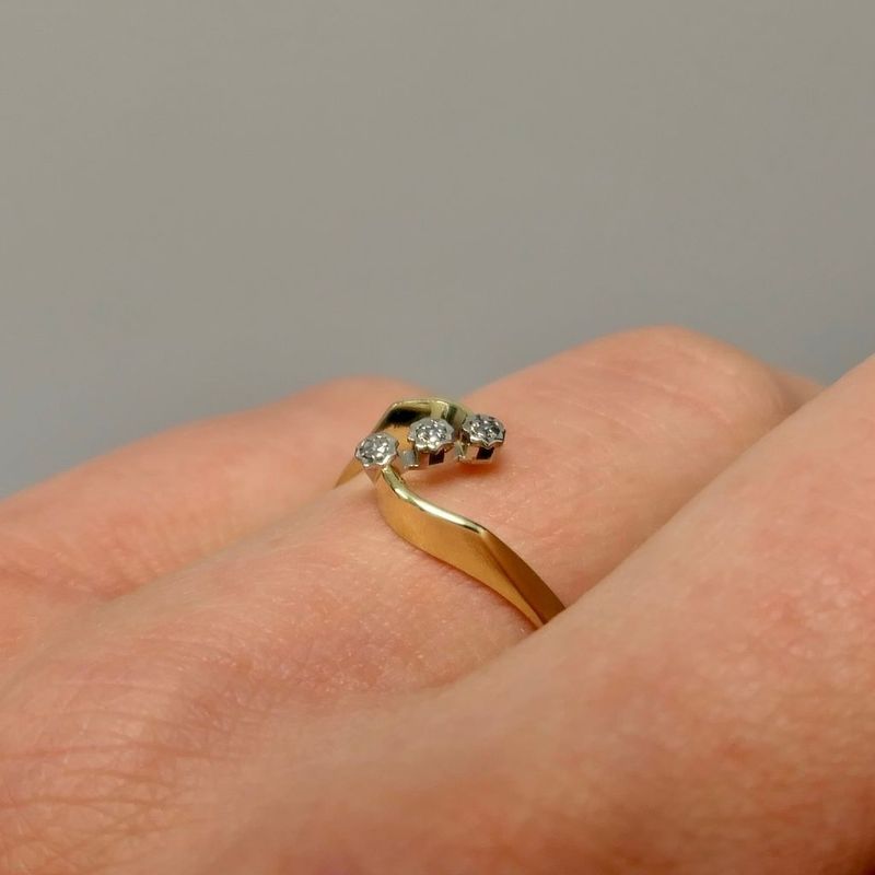 Image 7 of Gold ring with diamonds; 0.015 ct.