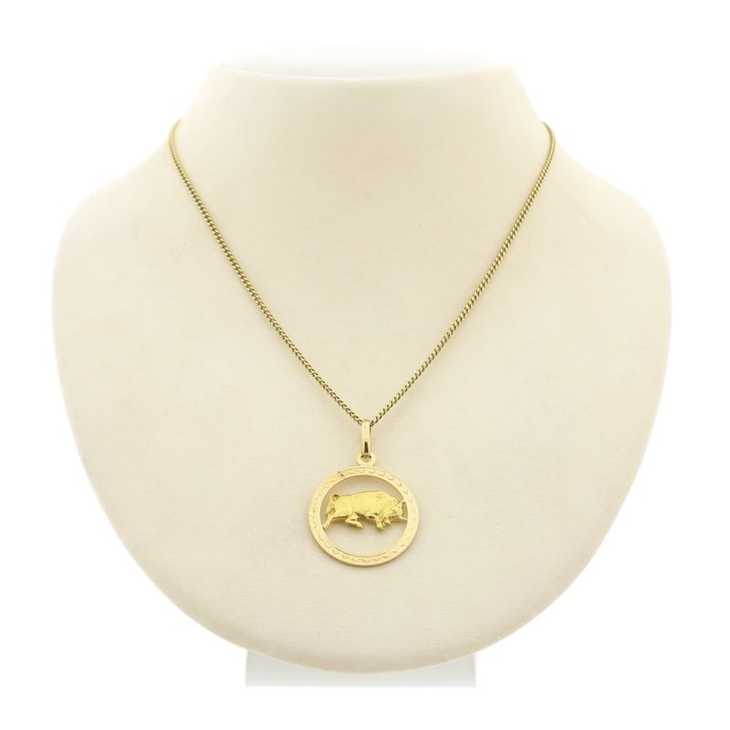 Image 3 of 18 carat gold zodiac sign pendant; Taurus