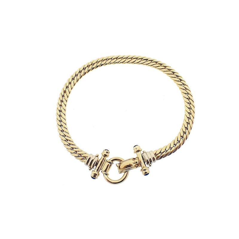Image 1 of Gold gourmet link bracelet with sapphire; ATASAY | 21 cm