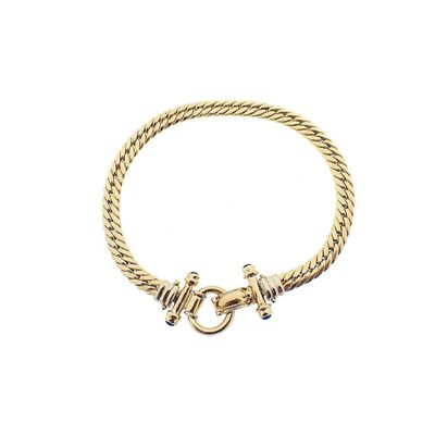 Gold gourmet link bracelet with sapphire; ATASAY | 21 cm Image 1 of Gold gourmet link bracelet with sapphire; ATASAY | 21 cm