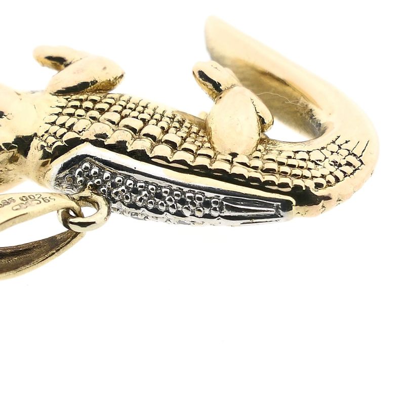 Image 7 of Bicolor Gold Crocodile Pendant with Diamonds; 0.015 ct.